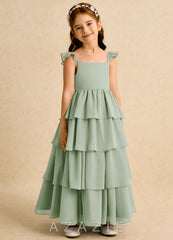 Azazie Boba Dusty Sage A-Line Square Neckline Chiffon Dress dusty_sage