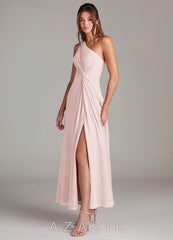 Azazie Brooke Blushing Pink A-Line One Shoulder Chiffon Dress blushing_pink