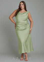 Azazie Kieryn Dusty Sage Mermaid Pleated Stretch Satin Dress dusty_sage
