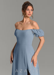 Azazie Jaden Dusty Blue A-Line with Pockets Chiffon Dress dusty_blue