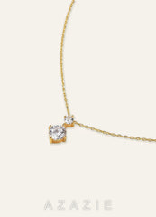 Double Crystal Pendant Necklace gold