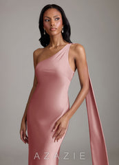 Azazie Juniper Dusty Rose Mermaid One Shoulder Stretch Satin Dress dusty_rose
