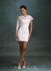 Azazie Bella Diamond White Sheath Tulle Dress