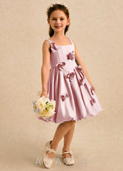 Azazie Lillian Powder Pink Ball-Gown Pleated Matte Satin Dress powder_pink
