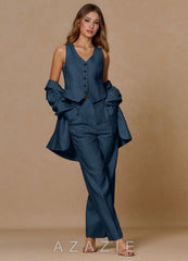 Belicia Dark Navy 100% Linen 3-Piece Suit