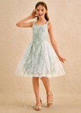 Azazie Cubbie Girls Formal Dusty Sage A-Line Lace Dress