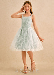 Azazie Cubbie Girls Formal Dusty Sage A-Line Lace Dress