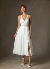 Azazie Sonia Diamond White A-Line Lace Dress diamond_white