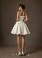 Azazie Daisley Antique White A-Line with Pockets Floral Jacquard Dress antique_white