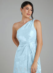 Azazie Apryl Sky Blue A-Line One Shoulder Floral Jacquard Burnout Dress sky_blue