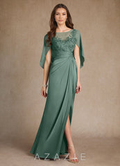 Azazie Hera Eucalyptus A-Line Lace Stretch Satin Dress eucalyptus