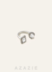 Open Toi et Moi Pavé Halo Crystal Ring silver