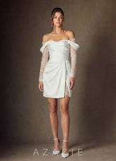 Azazie Alesya Diamond White A-Line Sweetheart Neckline Lace Dress