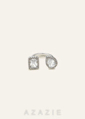 Open Toi et Moi Pavé Halo Crystal Ring silver