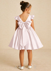 Azazie Tootsie Blushing Pink A-Line Bow Matte Satin Dress blushing_pink