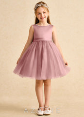 Azazie Jani Dusty Rose A-Line Bow Tulle Dress dusty_rose