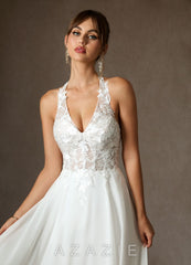 Azazie Sonja Diamond White A-Line Lace Dress diamond_white