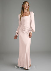Azazie Brianna Blushing Pink Mermaid Corset Stretch Satin Dress