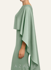 Azazie Matching Color Stretch Satin Multiway Cape agave