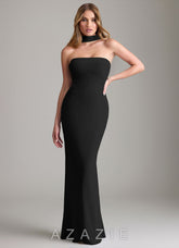 Azazie Lusinda Black Mermaid Off the Shoulder Chiffon Convertible Dress