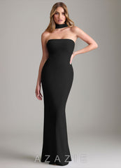Azazie Lusinda Black Mermaid Off the Shoulder Chiffon Convertible Dress