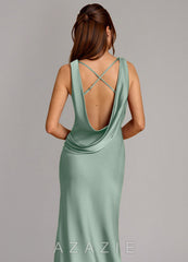 Azazie Cheryl Agave Mermaid Stretch Satin Dress agave