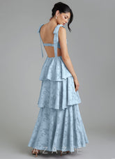 Azazie Jude Sky Blue A-Line Sweetheart Neckline Floral Burnout Dress