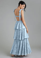 Azazie Jude Sky Blue A-Line Sweetheart Neckline Floral Burnout Dress