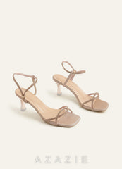 Glitter and Metallic Ankle Strap Kitten Heels