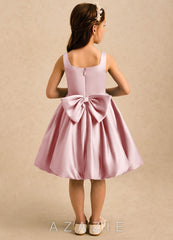 Azazie Lillian Powder Pink Ball-Gown Pleated Matte Satin Dress powder_pink