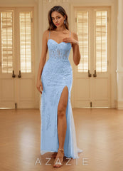 Mythra Sky Blue Lace-embroidered Tulle Mermaid Prom Dress sky_blue