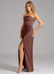 Azazie Aretha Espresso A-Line Strapless Stretch Satin Convertible Dress espresso