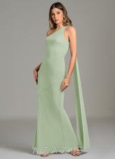 Azazie Juniper Dusty Sage Mermaid One Shoulder Chiffon Dress