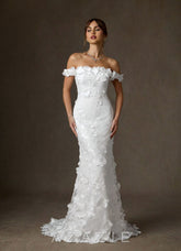 Azazie Olessia Diamond White Mermaid Lace Dress