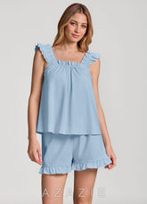 Ruffled Sleeveless Cotton Pajama Set
