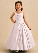 Azazie Audrey Blushing Pink A-Line Pleated Matte Satin Dress