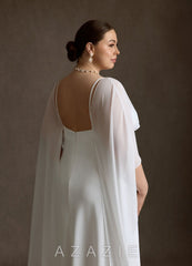Azazie Caity Diamond White Fit and Flare Crepe Back Satin Dress diamond_white