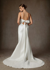 Azazie Moriah Diamond White Sheath Stretch Mikado Dress