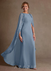 Azazie Artemisia Dusty Blue Sheath Lace Chiffon Dress dusty_blue