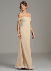 Azazie Jalice Champagne Mermaid Off the Shoulder Chiffon Dress champagne