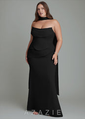 Azazie Sorrel Black Mermaid Corset Chiffon Dress black