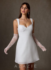 Azazie Scarlette Diamond White A-Line Sweetheart lace Chiffon Dress