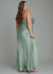 Azazie Saylor Agave Mermaid Strapless Stretch Satin Dress agave