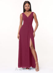 Azazie Karina Mulberry A-Line Pleated Chiffon Dress