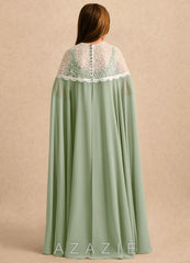 Azazie June Girls Formal Dusty Sage A-Line Lace Stretch Satin Dress dusty_sage