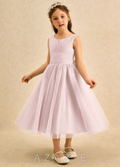 Azazie Macaron Blushing Pink A-Line Pleated Tulle Dress blushing_pink