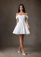 Azazie Anne Diamond White A-Line Satin Dress