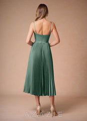 Léna {color} Pleated Midi Dress eucalyptus