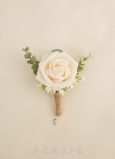 Single Rose and Ecalyptus Boutonniere