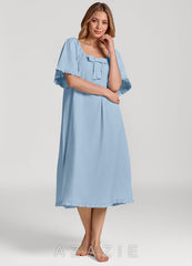Ruffled Bow Short Sleeve Cotton Pajama Dress